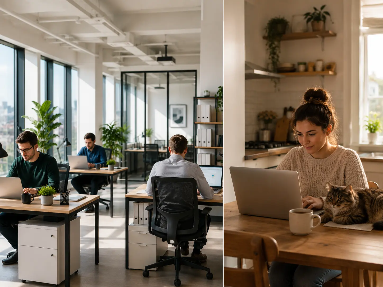 Comparison between an office and working from home