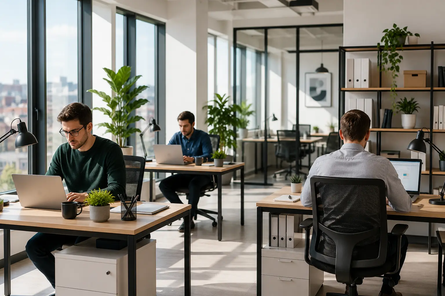 People working in a modern office